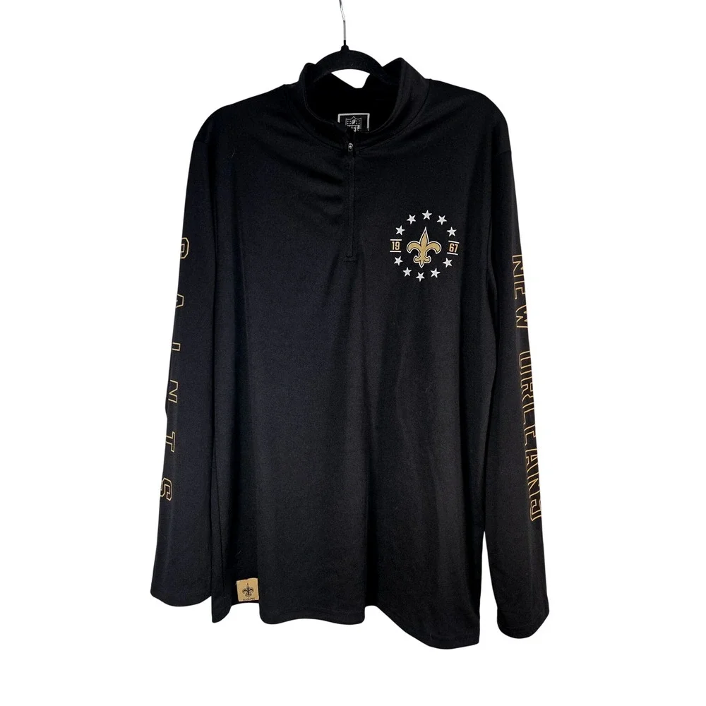 New Orleans Saints NFL Team Apparel Pullover Large Long Sleeve‎ 1/4 Zip